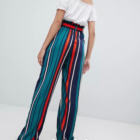 Bershka multi stripe tie d ring wide leg pants - Picture 3 of 4